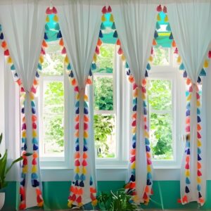 Rainbow Tassel Sheer Curtains